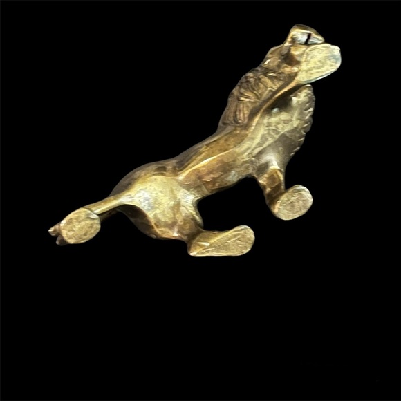 ηξψ Solid Brass Heavy Vintage Roaring Lion King of the Jungle Statue Figurine - Picture 11 of 12